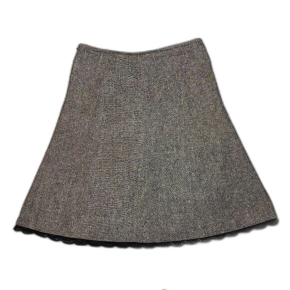 Vintage Liz Claiborne Wool A-Line Skirt with Lace Trim Size 6 - Picture 1 of 3